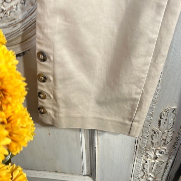 Crosby Beige Button-Accent Cropped Beige Trousers - Picture 4 of 10